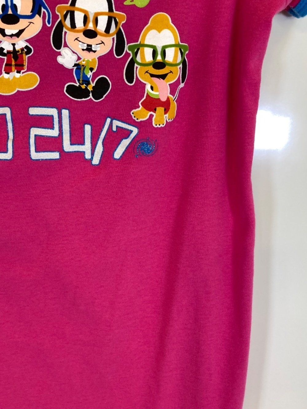 Disney Pink Sleep Shirt Sz S/M Nerd 24/7 Donald Minnie Mickey Goofy Pluto - Picture 9 of 16